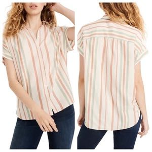 Madewell Central Shirt Multistripe Lucid Pink Cream